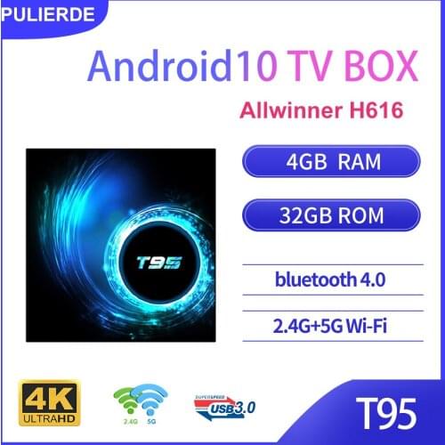 T95 TV BOX Android10 4GB RAM 16GB 32GB 64GB 128GB 4K Allwinner H616 2.4G & 5G Wifi Bluetooth Set top box Smart Media Player 6K