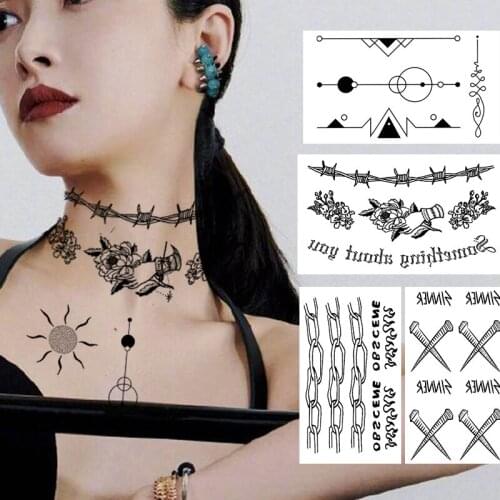 High Quality Waterproof Temporary Tattoo Sexy Large Small Arm Black Word Angel Devil Bull Cross Letters Body Art Tattoos Sticker