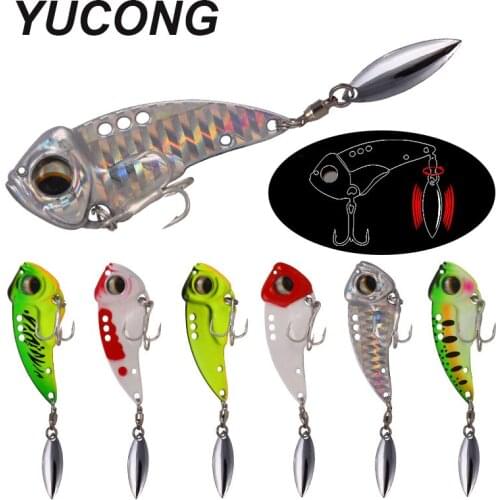 YUCONG 6PCS Metal Vib Jig Spoon 8.5-12.5-17g Sinking Spinner Sequins Vibration Rotating Wobbler Fishing Lures Trout Pesca Tackle