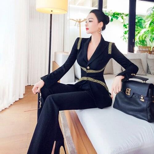 Foreign Autumn Handsome British Professional 2021 Style Temperament Coat Flared Pants Two-Piece Sweat Suits Women Matching Sets