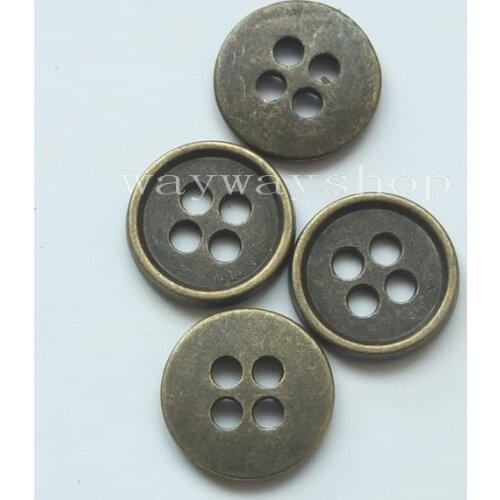 Metal Sewing Button 4 Hole Sew Round 13mm 1/2" Sewing Coat Suit Clothes T shirt 50 200 Pcs
