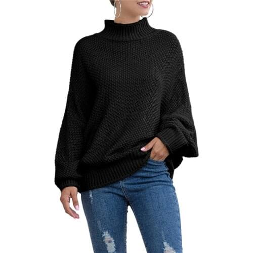 2021 Autumn Winter Women Turtleneck Solid Color Thick Sweater Casual Loose Knitted Ribbed Pullover Jumper Soft Warm Pull Femme