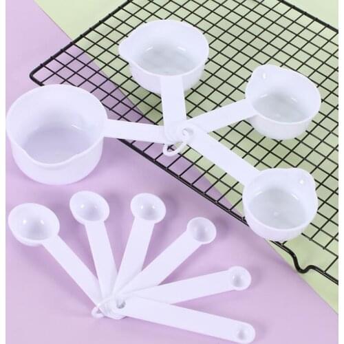 10pcs Measuring Cups And Measuring Spoon Scoop Plastic Handle Kitchen Measuring Tool