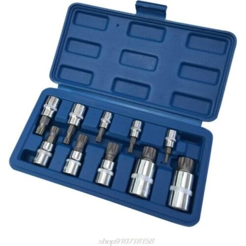 10 Pcs XZN 12 Point Triple Square Spline Bit Socket Set Tamper Proof with Case Automotive Tool Kit M22 21 Dropship
