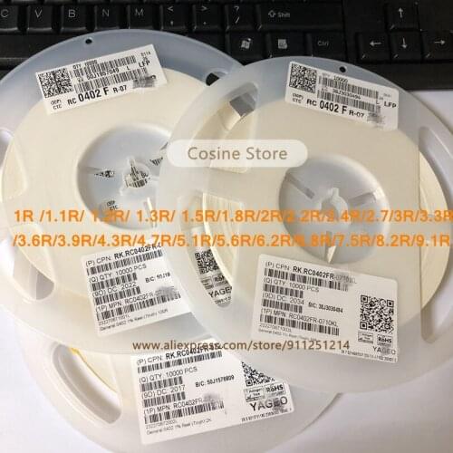 100pcs/Lot 0402 1% 3.9R 4.3R 4.7R 5.1R 5.6R 6.2R 6.8R 7.5R 8.2R 9.1R 5.6 Ohm 6.8 Ohm Thick Film Resistors SMD 1005 F