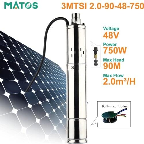 3 inchs 48v 1hp dc brushless deep well solar submersible borehole water pump