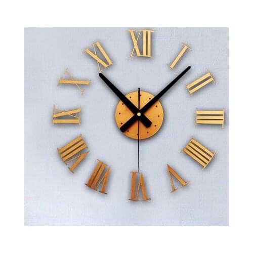 DIY 3D three-dimensional metal texture Roman numeral clock wall clock creative wall stickers diy gold and silver watches