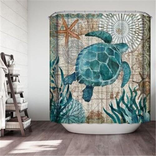 4Pcs/set Bathroom Mat Set Non-slip Marine Animals Bath Mat Coral Fleece Shower Curtain Floor Mat Washable Bathroom Toilet Rug