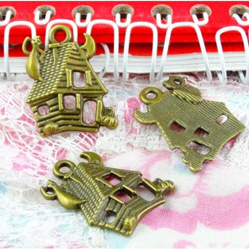 50pcs Antique Bronze Castle House Pendant Charms Jewelry DIY Accessories For Handmade Making