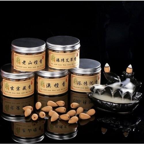 70pcs Natural Eaglewood Incense Cone Waterfall Buddha Goods Living Room Colored Smoke Fountain Backflow Bullet Incense Freshener