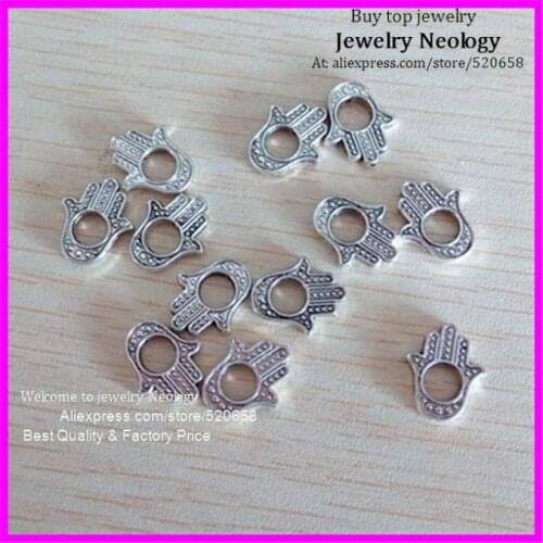 Free ship 100pcs metal alloy Hamsa hand Connector Charm for making DIY jewelry 2020 wholesale