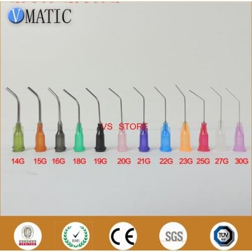Free Shipping 45 Degree 14-27G 1 Inch Te Bent Dispensing Needle For Glue Dispenser Syringe