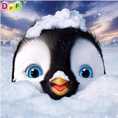 DPF New Full Square Diamond 5D DIY Diamond Painting Lovely Penguin Embroidery Cross Stitch Rhinestone Mosaic Painting Decor Gift