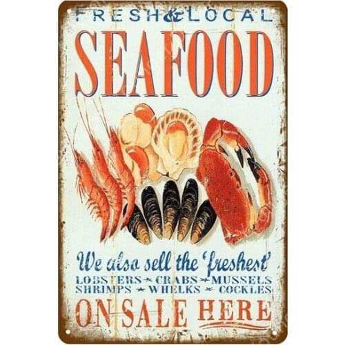 Eat Food BBQ Moon Pie Seafood Hot Dogs Cream Hamburgers Bread Metal Tin Signs Vintage Poster Bar Pub Shop Home Wall Decor YI-023