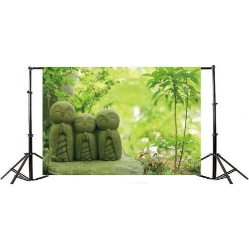 Photography Backdrop Nature Carving Doll Green Trees Bokeh Halos Glitter Sequins Ric