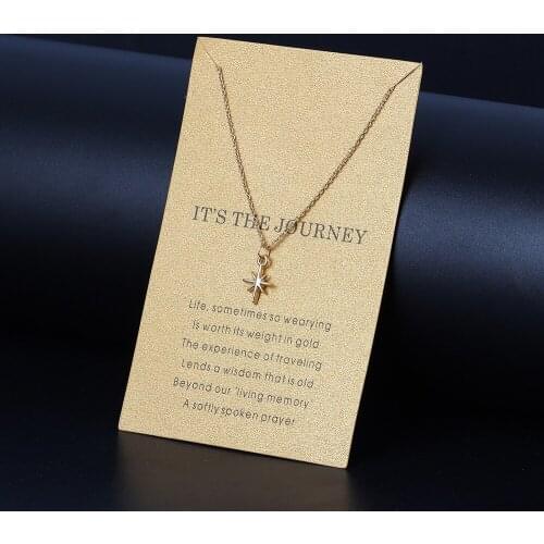 Wish Card Gold Color Shine Stars Necklace for Women Stars Pendants Link Chain Jewelry with Card Bijoux Collares Mujer EY3521