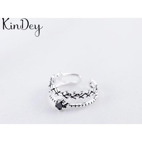 Kindey Retro Jewelry Silver Color Crystal Leaf Rings For Women Bridal Engagement Party Antique Rings Wholesale