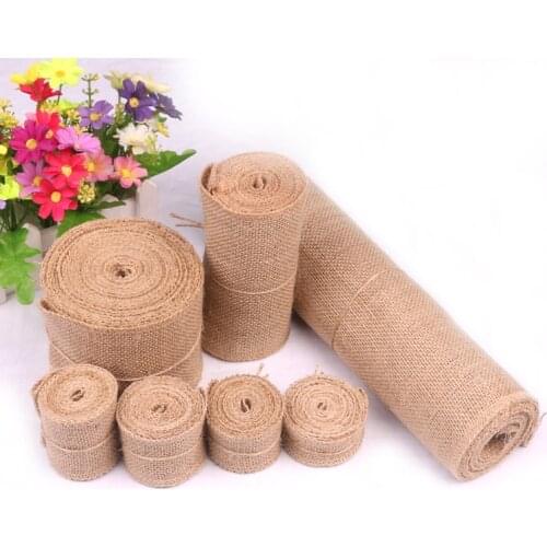 2Meters/Lot 3/4/5/6/8/10/15/20/25/30cm Width Natural Jute Burlap Hemp Ribbon Wedding Party Decorative Christmas Gift Wrapping
