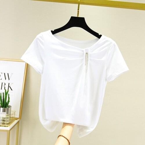Summer All-match White Tshirt for Women 2020 New Korean Fashion V-neck Slim-Fit Short Sleeved T-shirt Women Tshirts Tops