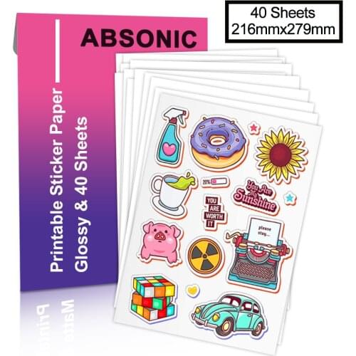 10 Sheets Glossy Printable Vinyl Paper 216*279mm Self-adhesive DIY Label Paper for Inkjet Printer Printable Vinyl Sticker Paper