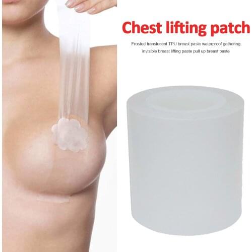 Frosted Translucent TPU Breast Paste Waterproof Gathering Invisible Breast Lift Tape Push Up Bra Strapless Pad