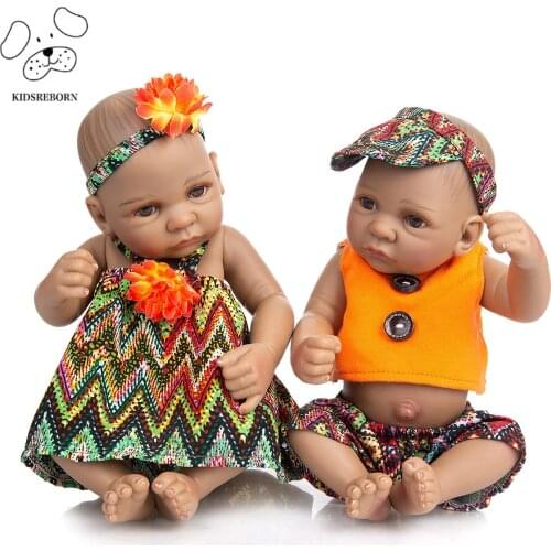 Mini 11 InchFull Silicone Vinyl Reborn Baby Girl Doll Look Like Boneca Reborn Twins Opens Or Close Eyes For kids Bedtime Partner