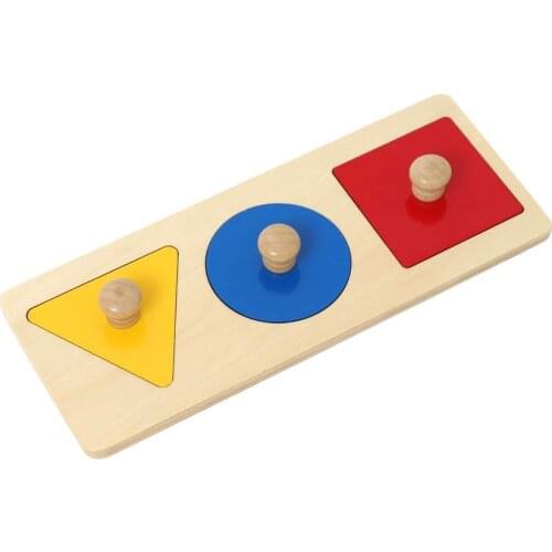 Montessori Material Wooden Shape Puzzle Knob Geometric Shape Fitting Sorter Kids Sensorial Early Development Toy For Toddler