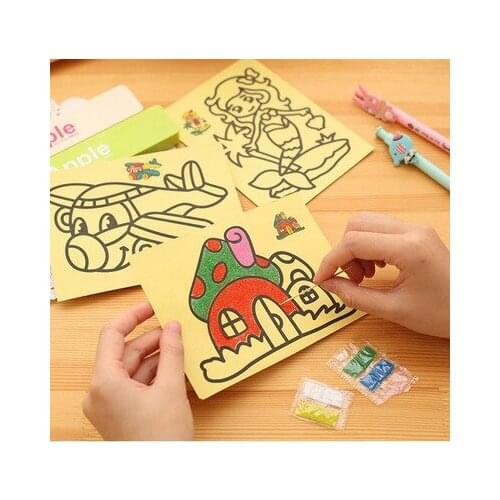 New 1/5 Pcs Kids DIY Color Sand Painting Art Creative Drawing Toys Sand Paper Art Crafts Toys for Children