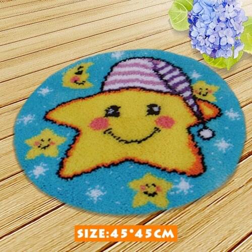 Pulaqi Butterfly Embroidery Mat Cushion Latch Hook Night Stars Latch Hook Rug Kits Handmade Craft for Needlework