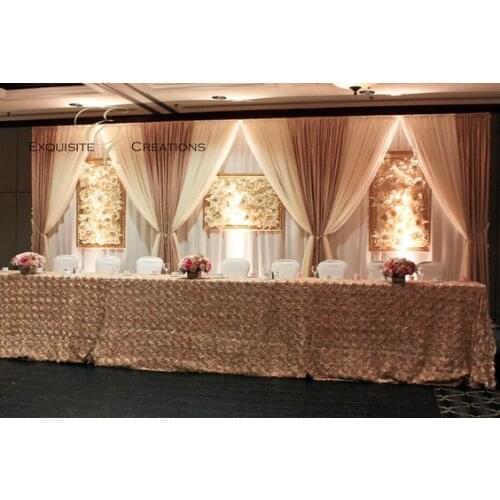 Romantic 10ft x 20ft White Wedding Backdrop with Coffee Swags Wedding drapery Stage decoration
