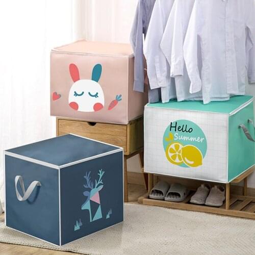 Foldable Fabric Storage Box Waterproof Wardrobe Clothes Storage Bag With Lid Handle Toys Sundries Fininshing Box Home Organizer