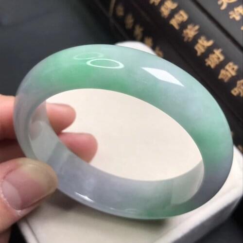 Only One !56.3MM Certified (Grade A)100% Natural Green Jadeite JADE Bracelet Women Bangle