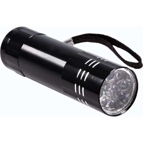 UV Money detector 9 LED Ultra Strong Violet Flashlight Backlight Portable Mini Ultralight Torch Light Lamp 2 in 1 Universal