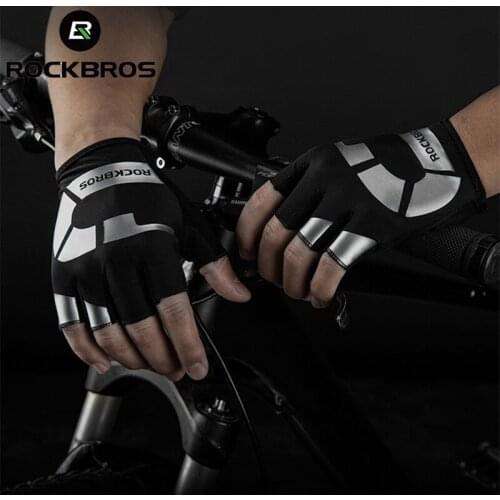 ROCKBROS Half Finger Cycling Gloves Summer MTB Bike Gloves Breathable Men Women Bicycle Short Gloves Anti-shock Sports Gloves