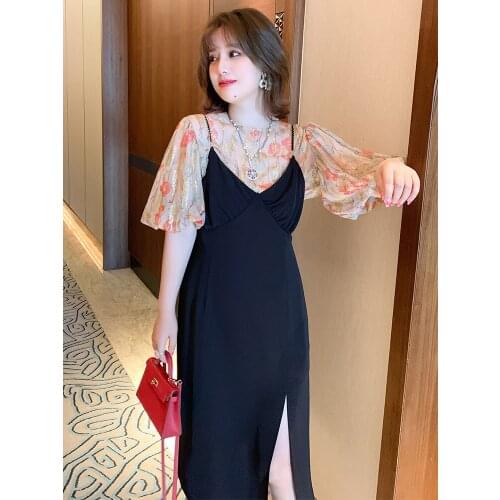 High quality Sexy women sling V - neck split new leisurely summer dress