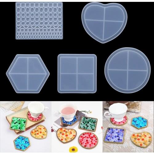 1pcs Round Silicone Mold Square Shape Resin Molds Coaster Base Heart Epoxy UV DIY Resin Craft Home Decoration Handmade Tools