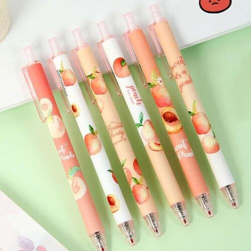 1PC Peach Gel Pen Korean Stationery Kawaii Pens Office Accessories Cute Pens Novelty Writing Gel Pen Cute Stationary Supplies