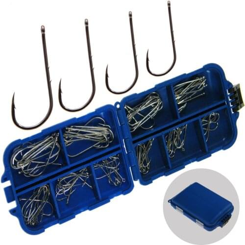 100pcs/box Baitholder Fishing hooks #3-#12 Carbon Steel Bait Holder Fishhook Barbed Hooks For Carp Fishing