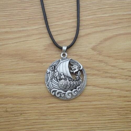 12pcs Viking Ship Dragon Boat Pendant Necklace Nordic Warrior Soldier Men Amulet Jewelry
