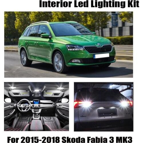 13pcs White Error Free Car LED Interior Light Kit Fit For 2015-2018 Skoda Fabia 3 MK3 MK III Combi Map Dome Cargo Glove Box Lamp