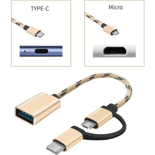 2 in 1 USB 3.0 OTG Adapter Cable for Micro USB Type C Data Sync Adapter