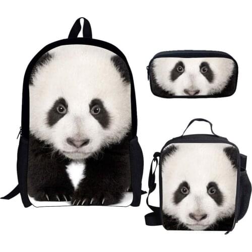 Cute Panda 3D Pattern Cute School Bags for Boys Girls 3PCS Set Children School Backpacks Teenager Kids Book Bag mochila escolar