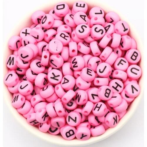 4*7mm Mixed Pink Acrylic Letter Beads Alphabet Loose Bracelet Beads For Jewelry Making DIY Crafts Scrapbooking Decoration