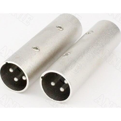 50pcs/lot KK Double Pass 3 Pin Male To Male Socket Audio Conventer XLR Plug Adapter