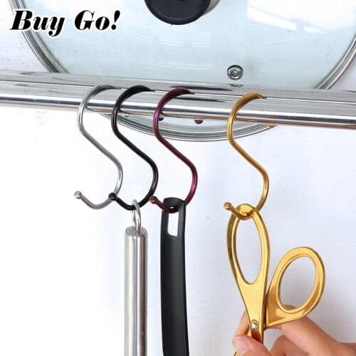 8PCS/Set Stainless Steel Household Hooks Set for Hanging S Shape Hanger Practical Storage Holder for Kitchen Cabinet Office Home
