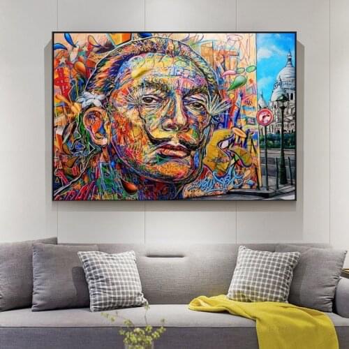 Abstract Salvador Dali Portrait Oil Paintings on Canvas Street Wall Art Posters and Prints for Home Living Room Decoration