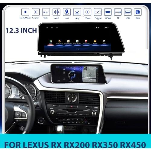 12.3 inch Touch Screen Android Car Radio Automotive For Lexus RX RX200 RX350 RX450 2015-2019 Car DVD Player GPS 4G 2din