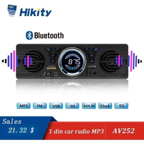 Hikity car radio AV252B 12V Bluetooth 2.1 + EDR Vehicle Electronics MP3 Audio Player Car Stereo FM Radio with USB/TF Card Port