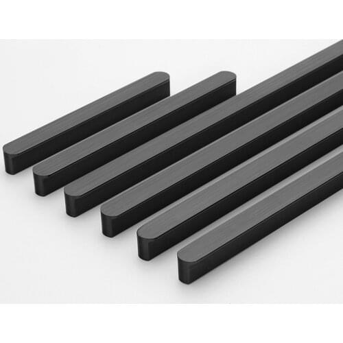 American Style Black Cabinet Handles Aluminum Alloy Kitchen Cupboard Pulls Drawer Knobs Long Furniture Handle Hardware