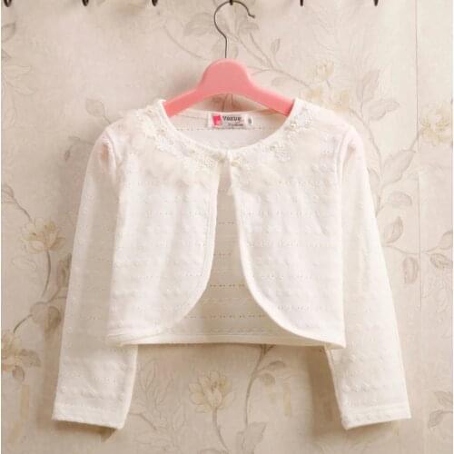 Children Girls Cardigan Clothes Spring/ Summer Kids Baby Cotton Hollow Long-sleeved Short Jacket Shawl Vest Cardigan Fashion